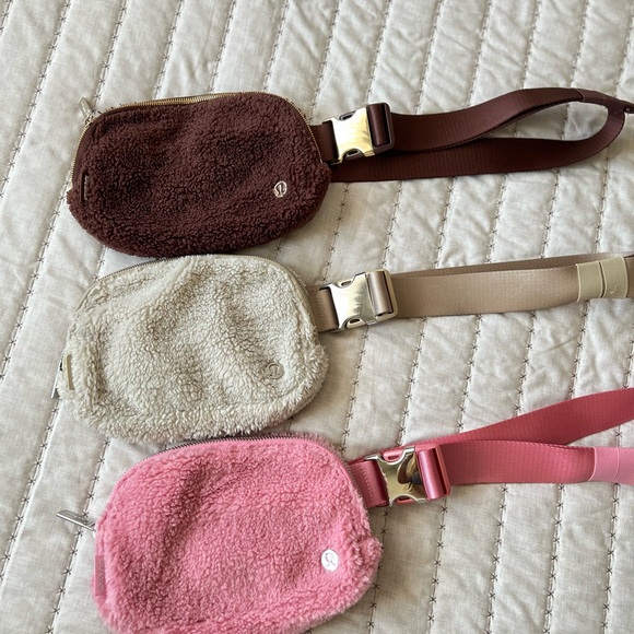lululemon athletica Handbags - 2 lululemon athletica Sherpa Crossbody Belt Bags in Brown, Cream (Pink sold)